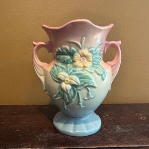 Vintage Hull Art Pottery Vase‎ W-4-6 1/2 Pink Green Wildflower Floral USA Made